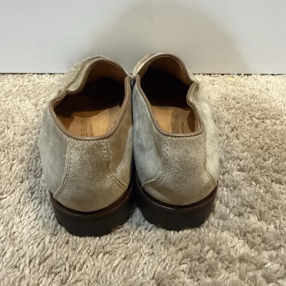 Cole Haan Genuine Handsewn Shoes Mens Size 9C Beige Suede Slip On Loafers Casual
